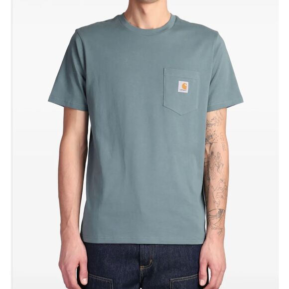 Men Carhartt Force Crew Neck Short Sleeve Shirt Gray Green Size Large - Picture 1 of 8